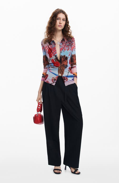 Desigual Printed Shirt M. Christian Lacroix In Red Blue Mix