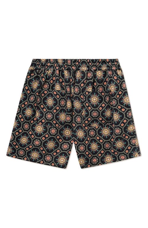 Shop Les Deux Tapestry Shorts In Black/surplus Green