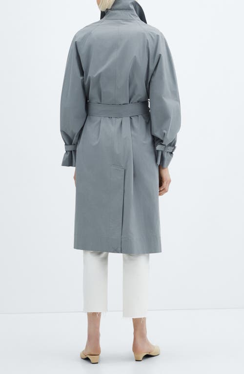 Shop Mango Trench Coat In Medium Blue