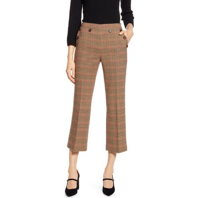 Halogen X Atlantic-Pacific Check Kick Flare Pants, Beige (Nordstrom Exclusive)