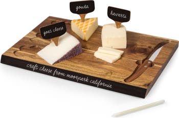 Picnic Time Acacia Brie Cheese Board & Tools Set