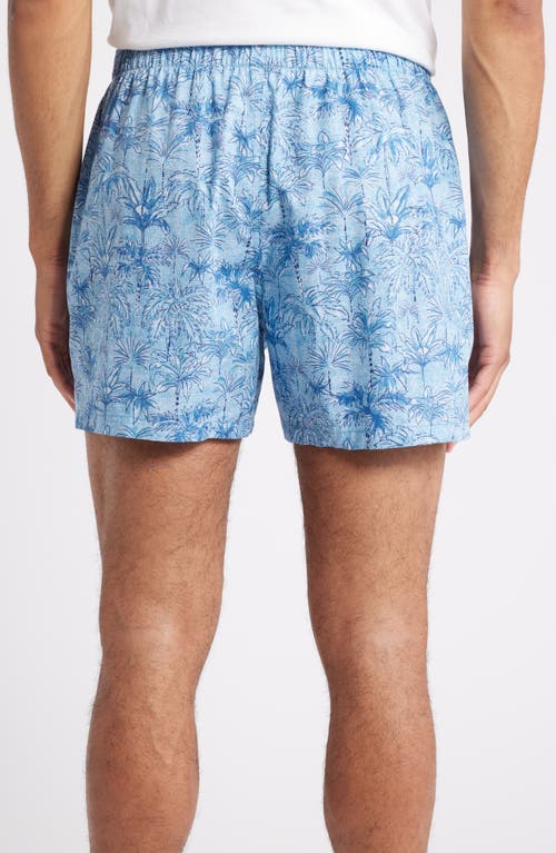 Shop Tommy Bahama Cotton Pajama Shorts In Blue Palm Print