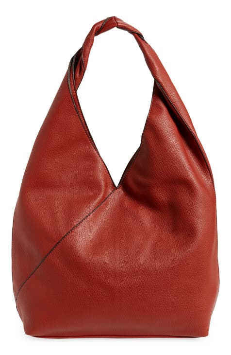red leather handbag