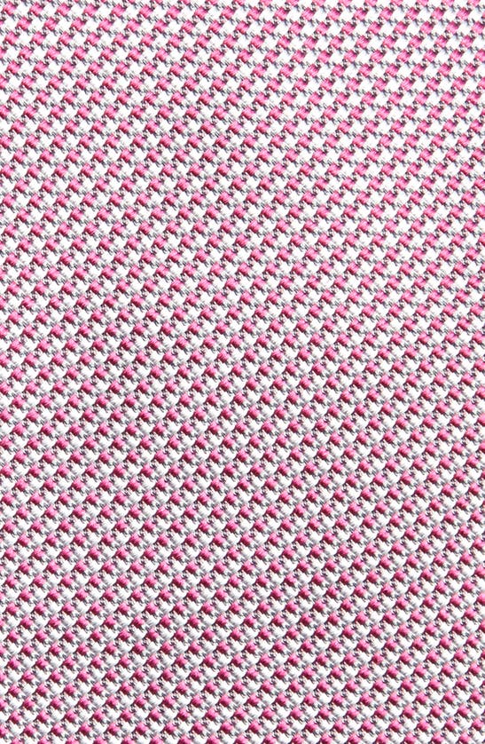 Shop David Donahue Neat Silk Tie In Pink/ White