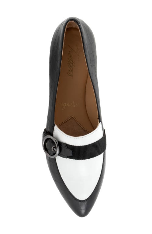 Trotters Emmett Pointed Toe Loafer Flat In Black/white