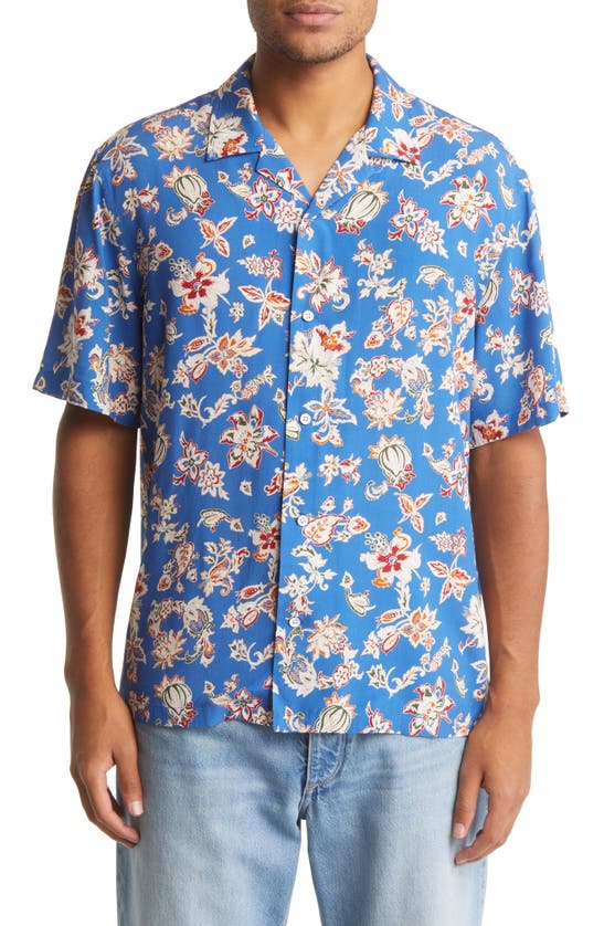 Rag & Bone Men's Avery Floral Printed Short-sleeve Shirt In Blue