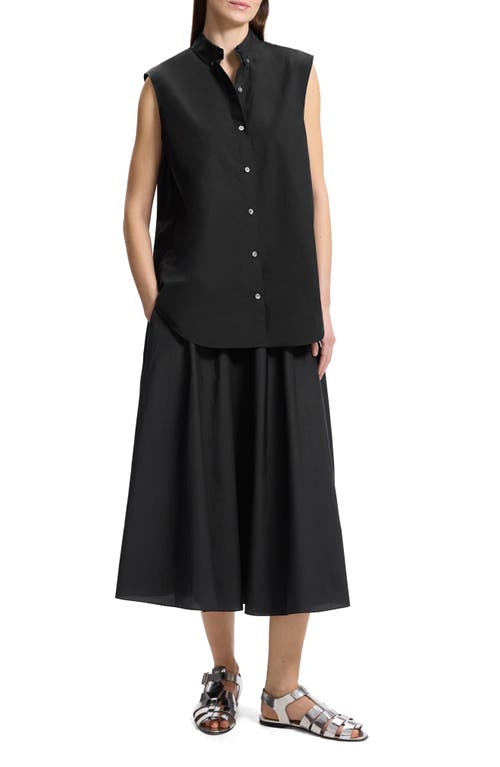 Theory Oversize Sleeveless Button-Down Shirt Black - 001 at Nordstrom,