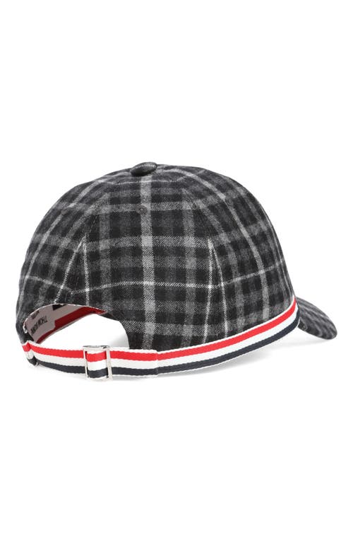 Shop Thom Browne Plaid Wool Baseball Cap In Charcoal