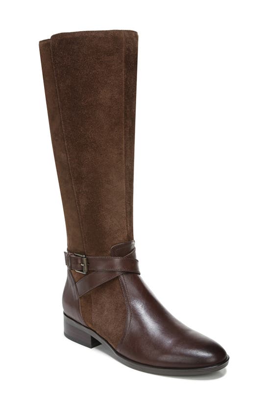 Naturalizer Kalona Wide Calf High Shaft Boots Women's Shoes In Chocolate