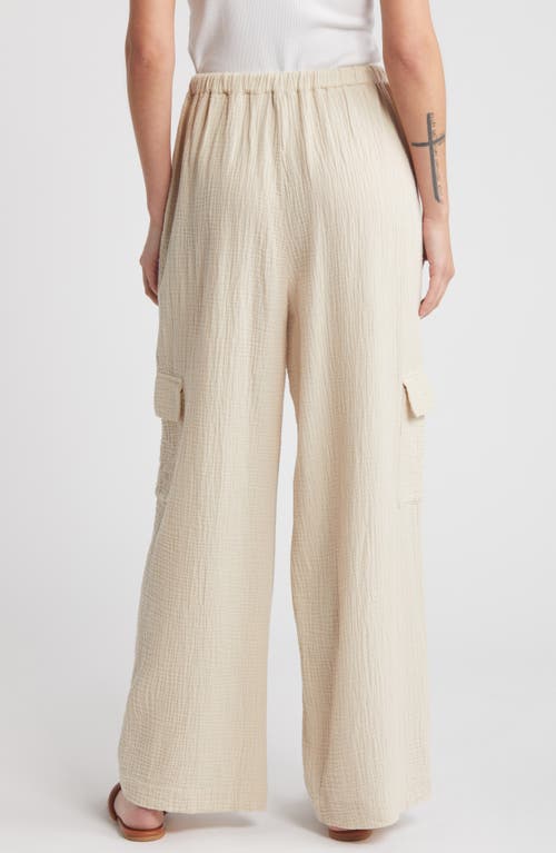 Shop Rails Christiano Wide Leg Cotton Gauze Cargo Pants In Flax