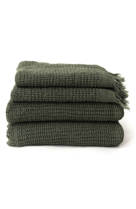 House No.23 Ella Waffle Towel In Forest