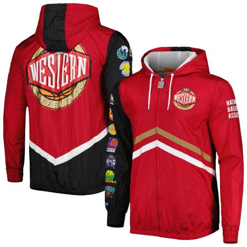 Men's Mitchell & Ness Red Western Conference Undeniable Full-Zip Windbreaker Jacket