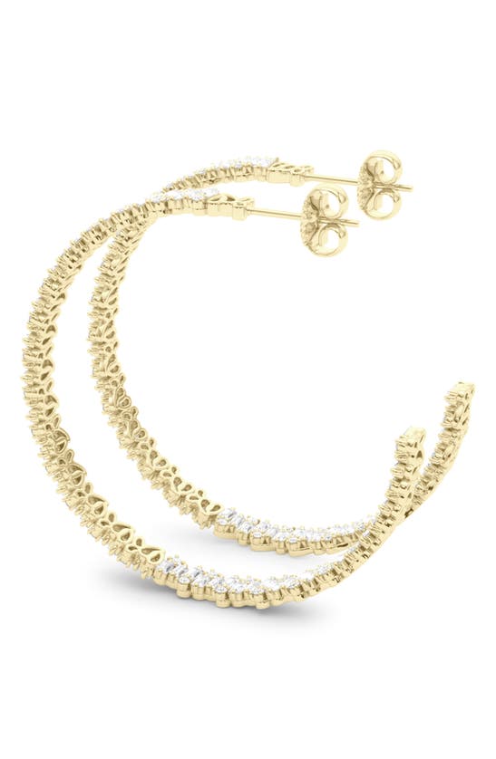 Hautecarat Baguette & Round Brilliant Lab Created Diamond Hoop Earrings In 18k Yellow Gold