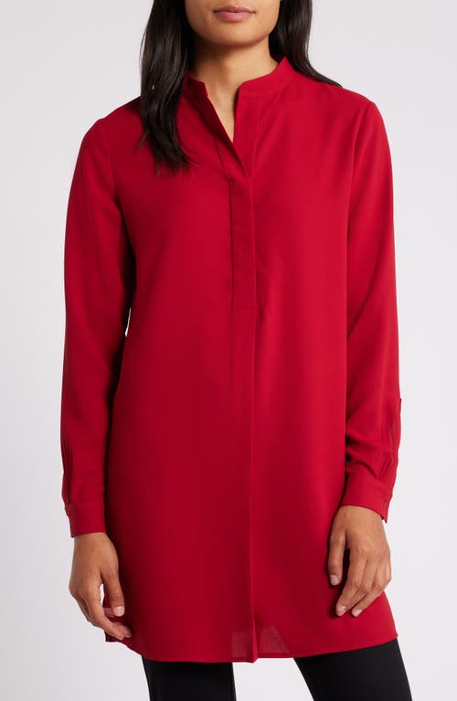 Shop Anne Klein Long Sleeve Woven Tunic In Titian Red