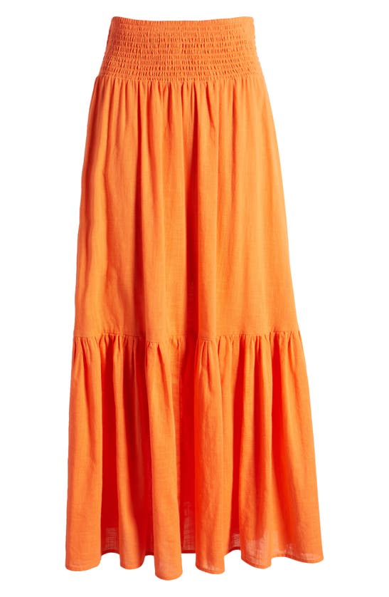 Shop Billabong In The Palms Tiered Cotton Maxi Skirt In Coral Craze