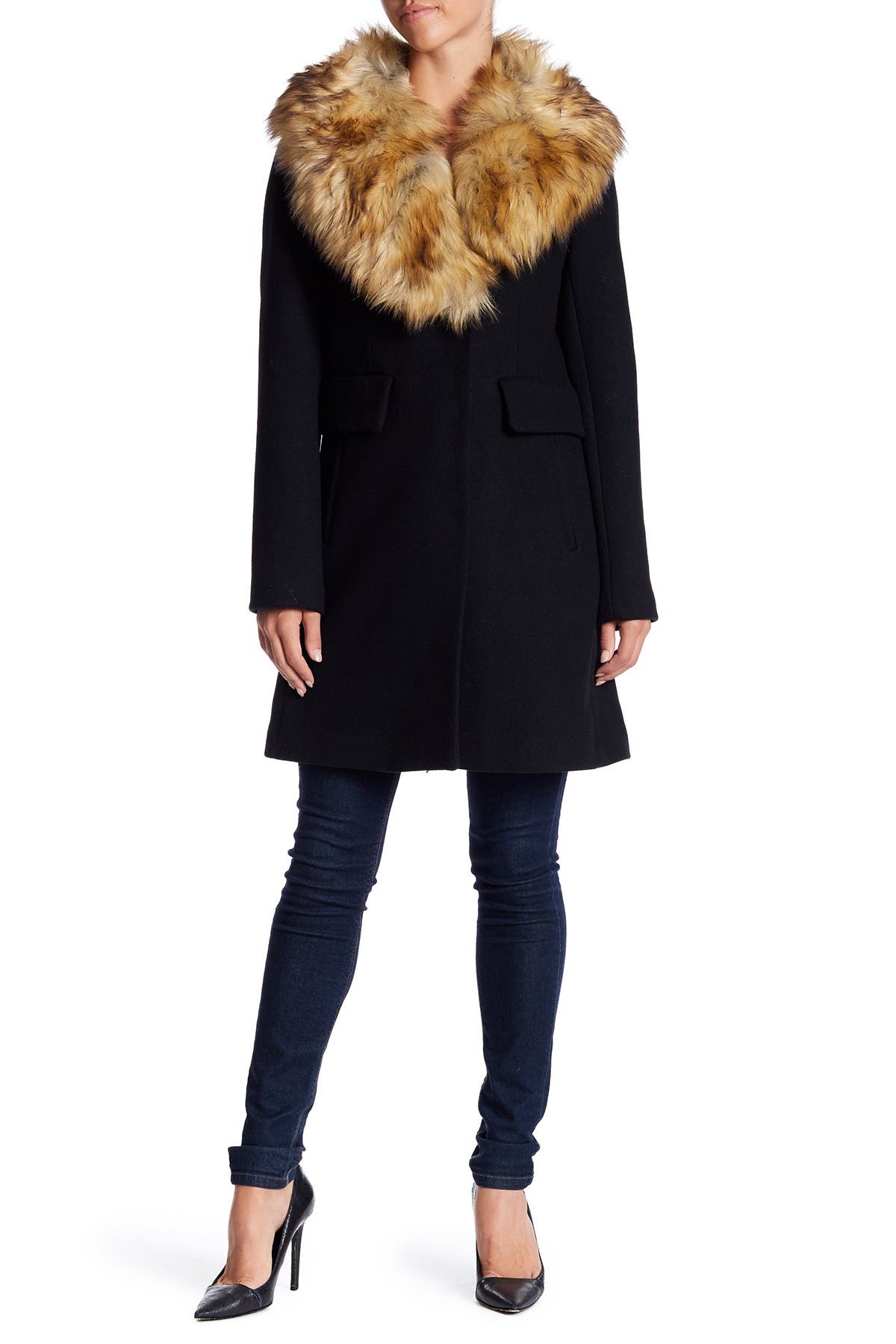 kate spade coat with fur collar