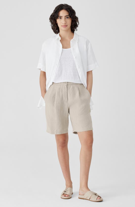 Shop Eileen Fisher Organic Linen Shorts In Undyed Natural