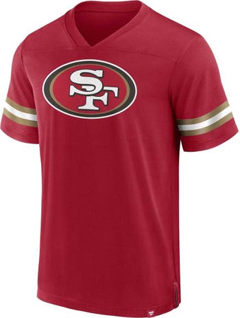 Men's Fanatics Branded Scarlet San Francisco 49ers Jersey Tackle V-Neck  T-Shirt