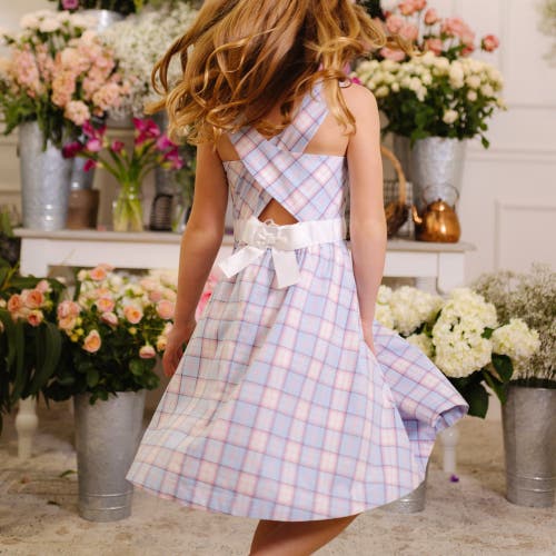 Shop Hope & Henry Girls' Organic Cross Back Party Dress, Kids In English Blue Plaid