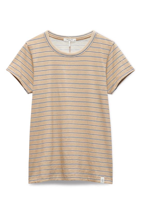 Shop Rag & Bone The Slub Stripe Cotton T-shirt In Tan Multi