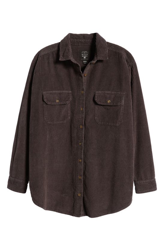 Billabong Always Golden Oversize Cotton Corduroy Shirt Jacket In Off Black