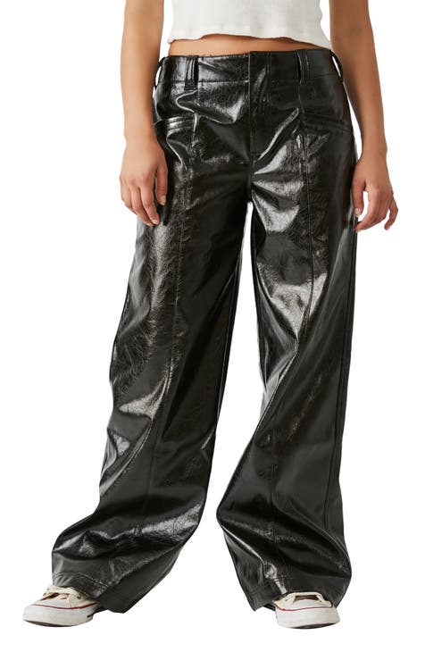 Star Crossed Lovers Patent Leather Straight Leg Pants