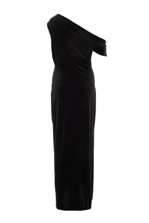 Shop Quiz Velvet Asymmetric Maxi Dress In Black