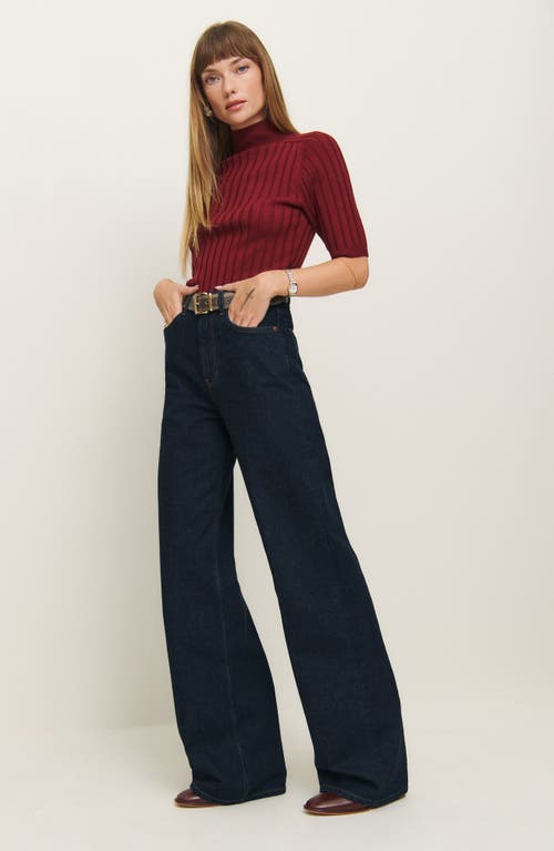Shop Reformation Cary Slouchy High Rise Wide Leg Jeans In Ondine