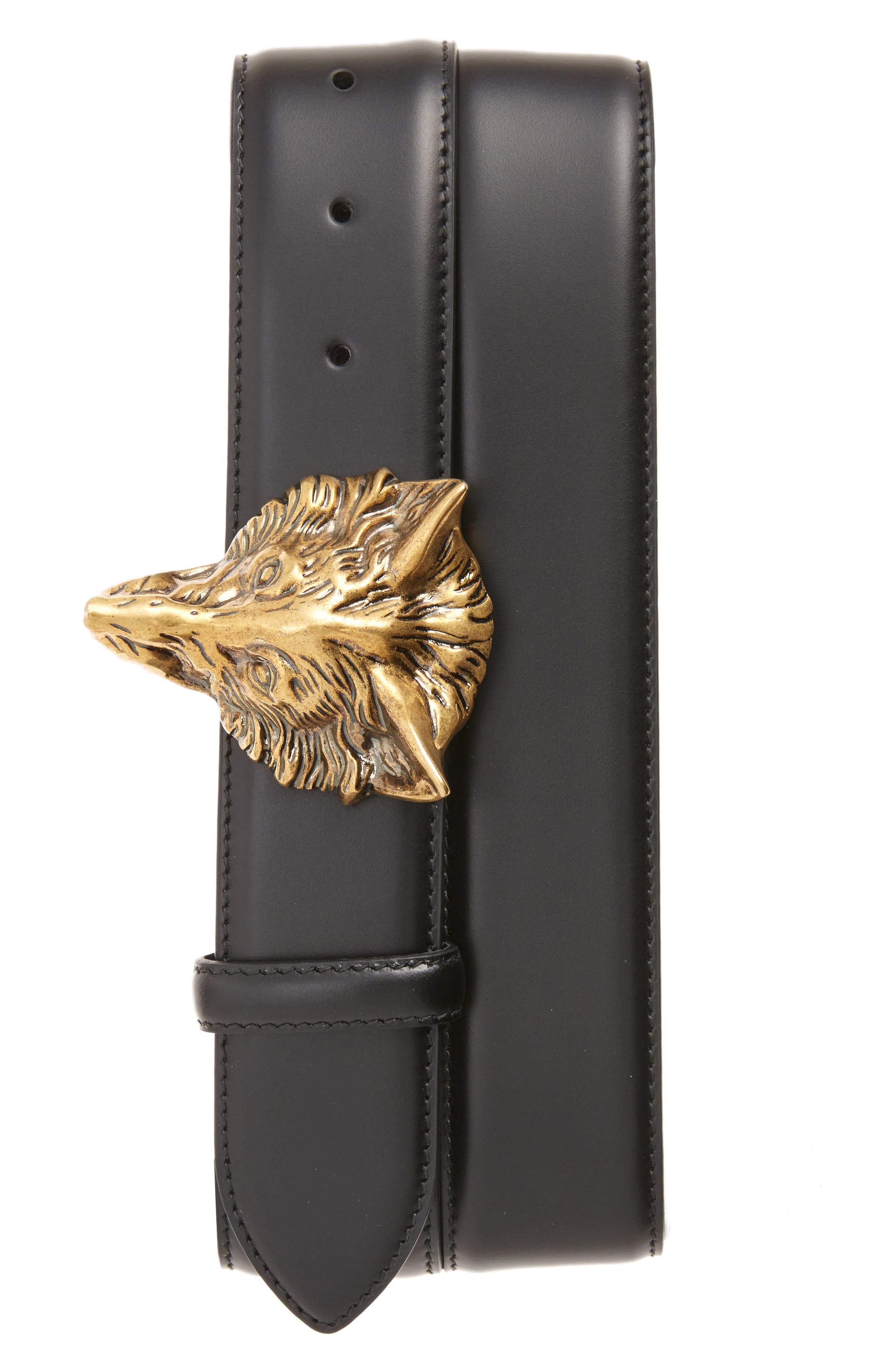 Gucci Animal Buckle Leather Belt 
