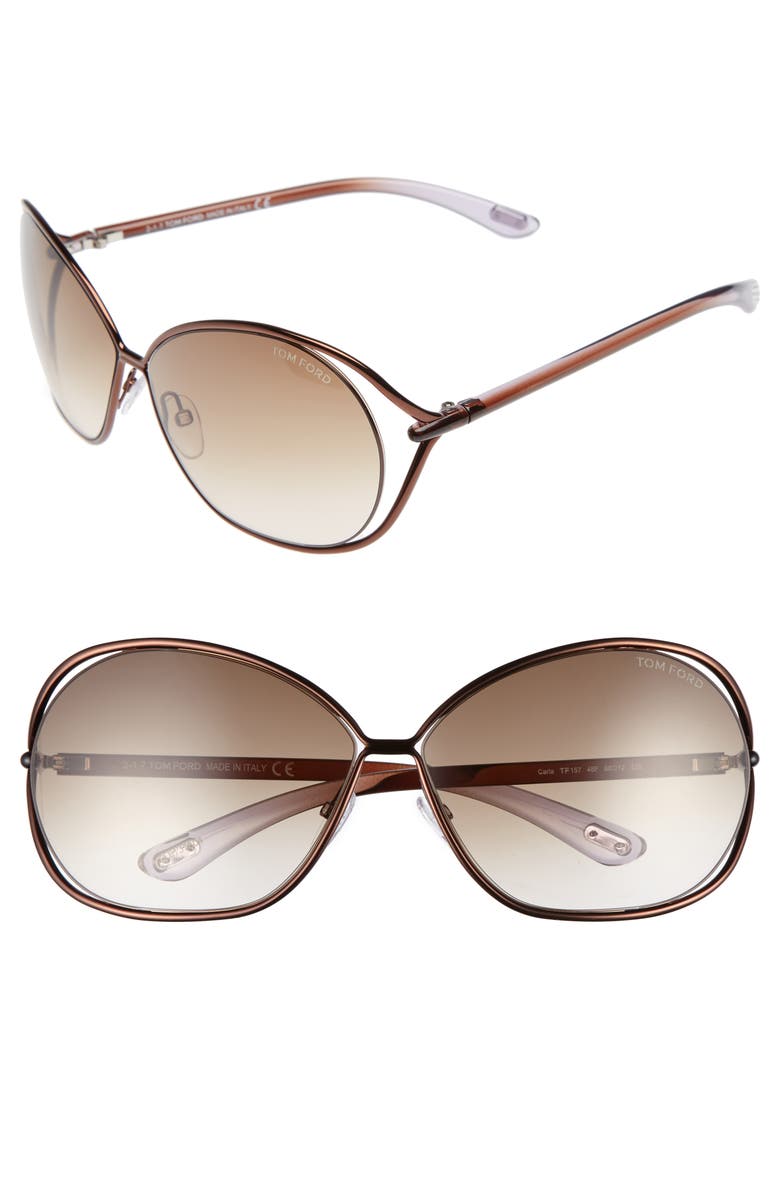 Tom Ford Carla 66mm Oversized Round Metal Sunglasses Nordstrom