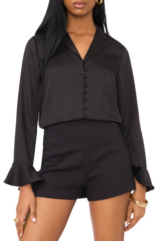 Shop 1.state Bell Sleeve Satin Button-up Shirt In Rich Black