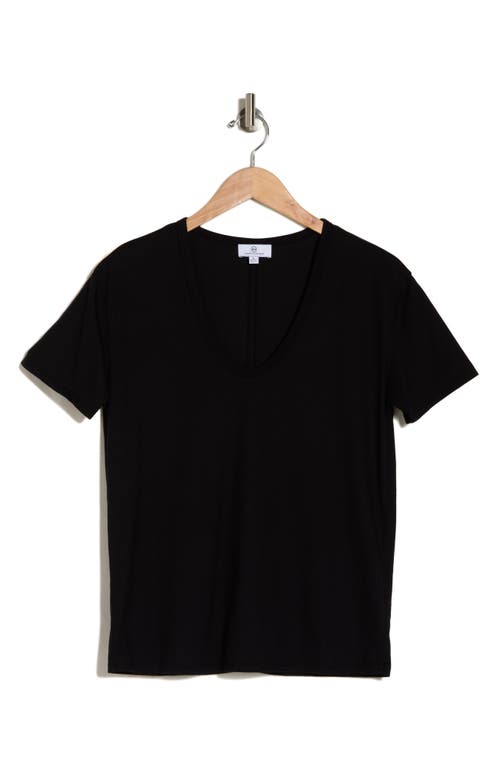 Shop Ag V-neck Stretch Cotton T-shirt In True Black