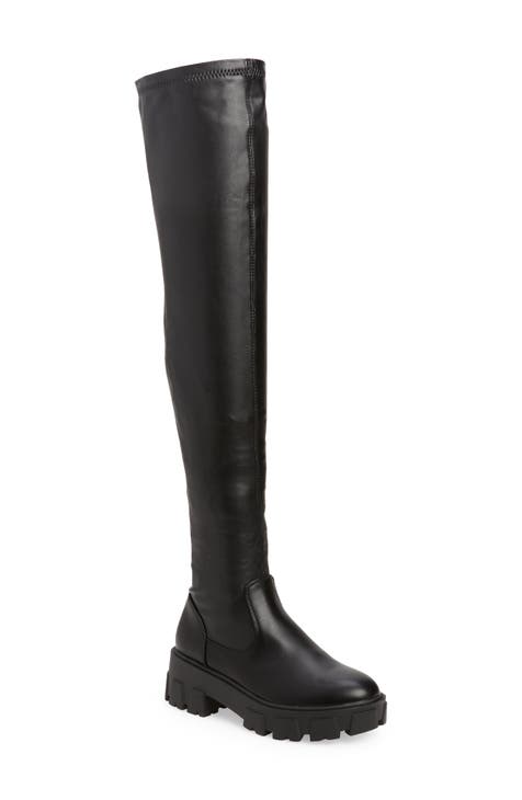 Faux Leather Knee-High Boots for Women
