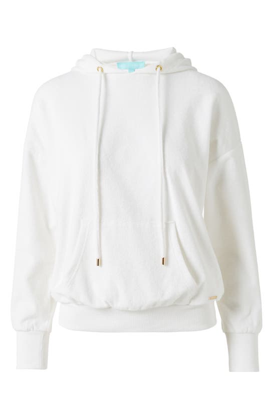 Shop Melissa Odabash Nora Drop Shoulder French Terry Cover-up Hoodie In White
