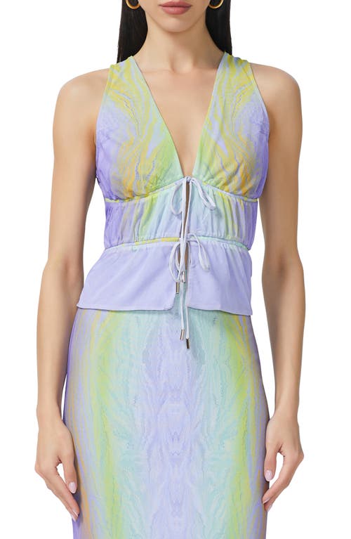 Mirna Tie Front Sleeveless Top in Placed Citrus Swirl