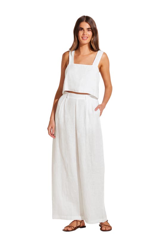 Shop Vitamin A ® Tallows Crop Linen Cover-up Top In White Eco Linen