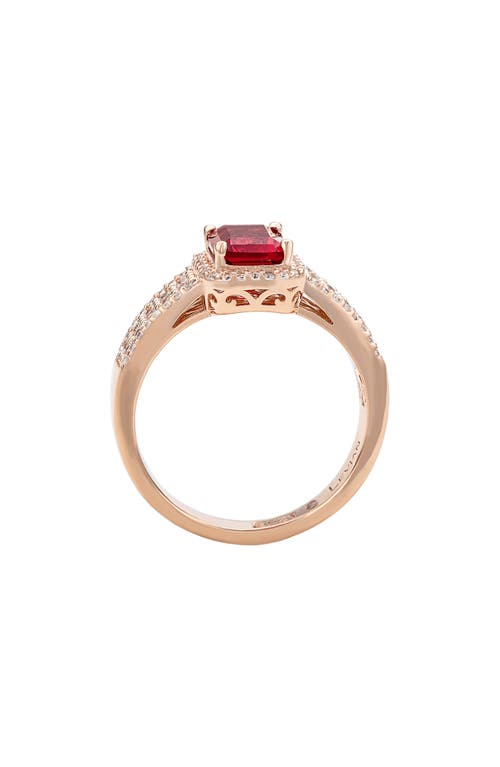 Suzy Levian Emerald Cut Cubic Zirconia Halo Ring In Red