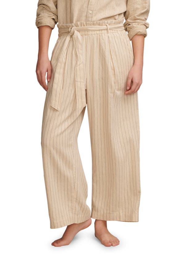 Lucky Brand Cotton Blend Paperbag Pants In Cream Stripe