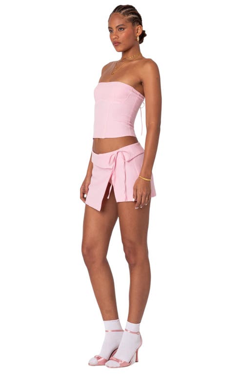 Edikted Selena Asymmetric Wrap Miniskirt In Pink