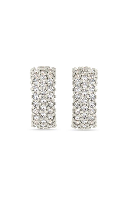 Sterling Forever Elora Pavé Cubic Zirconia Huggie Hoop Earrings In Silver/clear