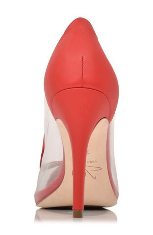 Joan Oloff Rebecca Mesh Pump In Red Hot Lux Nappa/mesh