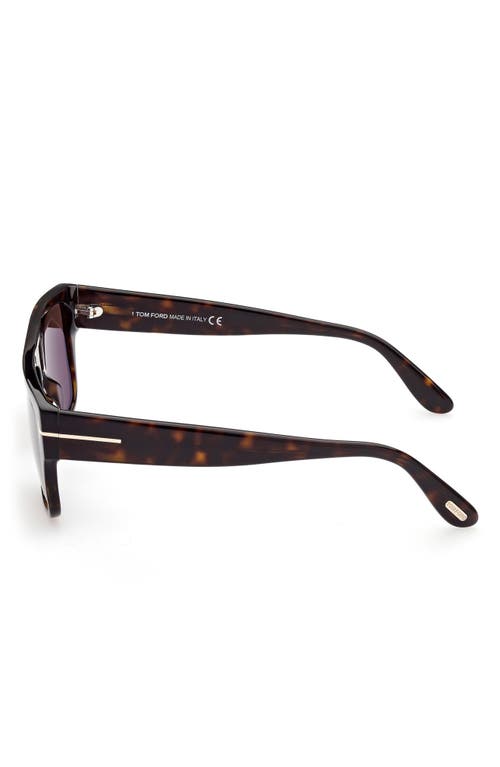 Shop Tom Ford Dunning 55mm Rectangular Sunglasses In Shiny Dark Havana/brown