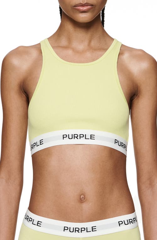 PURPLE BRAND Stretch Cotton Rib Bralette in Green at Nordstrom, Size Large