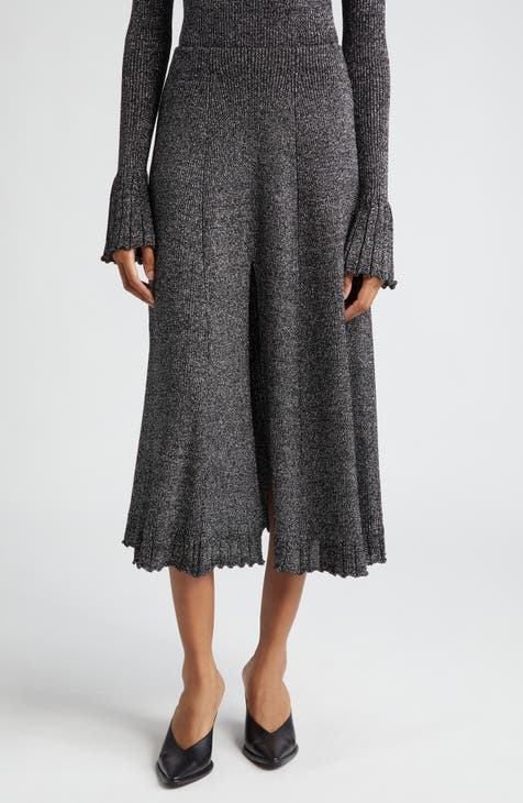 Lidia Metallic Midi Sweater Skirt