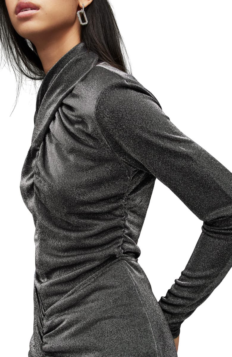 AllSaints Ayla Metallic Long Sleeve Maxi Dress | Nordstrom