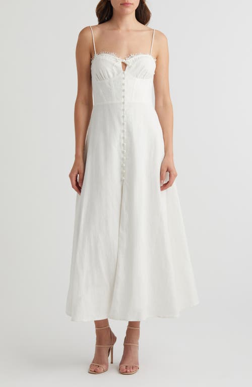 LoveShackFancy Linella Button Front Linen Maxi Dress in Antique White at Nordstrom, Size 12