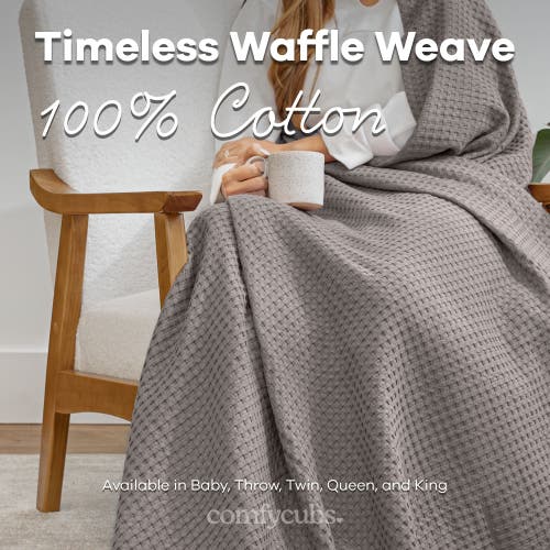 Comfy Cubs Adult Waffle Blanket In Charcoal