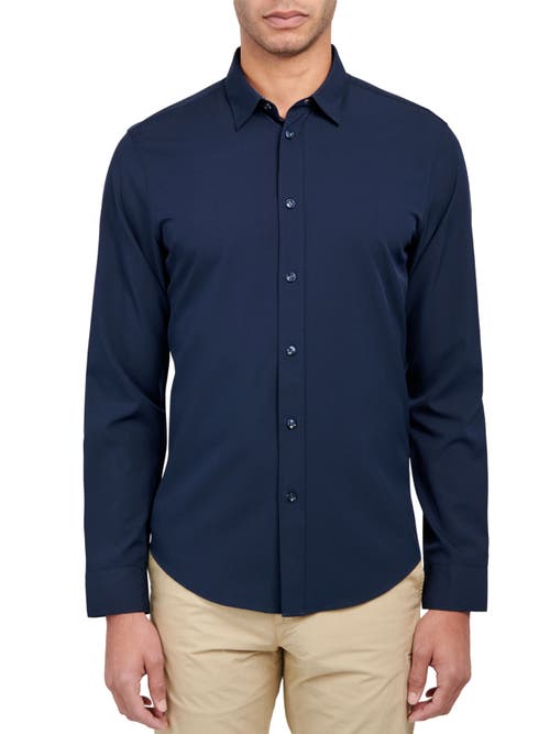 Brooklyn Brigade Men's Dante Non-iron Performance Stretch Moisture-wicking Solid Button-down Shirt In Navy