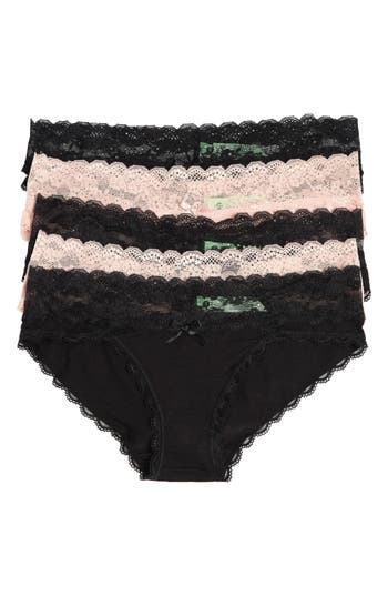 Shop Honeydew Intimates Honeydew Ahna 5-pack Lace Hipster Panties In Black Multi