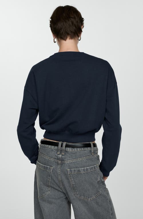 Shop Mango Cotton Crewneck Sweatshirt In Night Blue